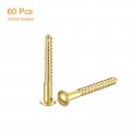 Uxcell Wood Screws M3 X 30mm Slotted Round Head Brass Self-tapping Woodworking Screw 60 Pcs
