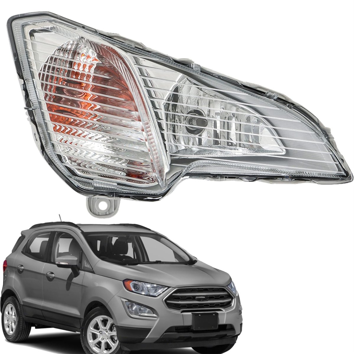 Right Side Halogen Fog Light Assembly For Ecosport 2018 2019 2020 2021 2022 Replacement Fo1038179 Fo1038185 Fo2530173 Clear