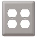 Amerelle Devon Round Corner Double Duplex Steel Wallplate In Brushed Nickel 