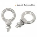 Uxcell M4x11 3 16 X7 Stainless Steel Eye Bolts Threaded Screw Eyebolt Shoulder Ring With Nuts Washers For Lifting Hanging 10