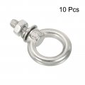 Uxcell M4x11 3 16 X7 Stainless Steel Eye Bolts Threaded Screw Eyebolt Shoulder Ring With Nuts Washers For Lifting Hanging 10