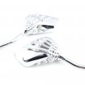 Chrome 8mm 10mm Motorcycle Skull Skeleton Rearview Side Mirrors Compatible With Honda Yamaha Kawasaki Suzuki Aprilia