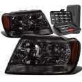Auto Dynasty Smoked Housing Amber Corner Headlight Lamps Tool Kit Compatible With Jeep Grand Cherokee Wj 99-04