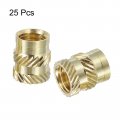 Uxcell Knurled Insert Nuts 25pcs M8 X 12mm L 10mm Od 3d Printing Brass Female Threadeds Heat Set Insert Embedment