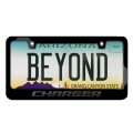 Dodge Charger In 3d Dark Gray Letters On Black Metal License Plate Frame