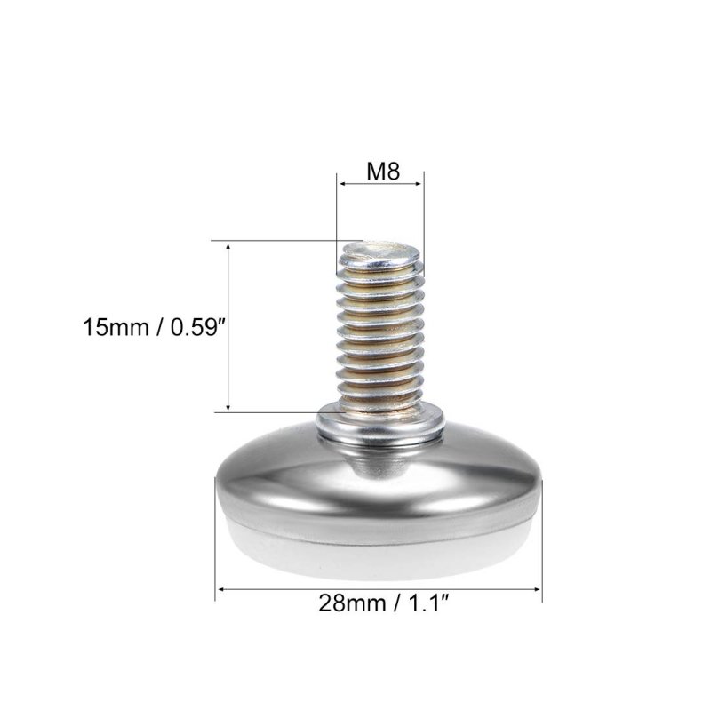 Furniture Levelers 12mm To 17mm Adjustable Height M8 X15mm Threaded 4pcs