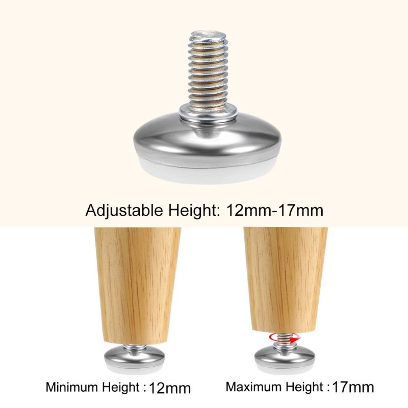 Furniture Levelers 12mm To 17mm Adjustable Height M8 X15mm Threaded 4pcs