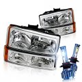 Instyleparts A Chevy Silverado Avalanche Clear Lens Headlights Bumper Lights Set With 6000k Led Kit In Chrome Housing 