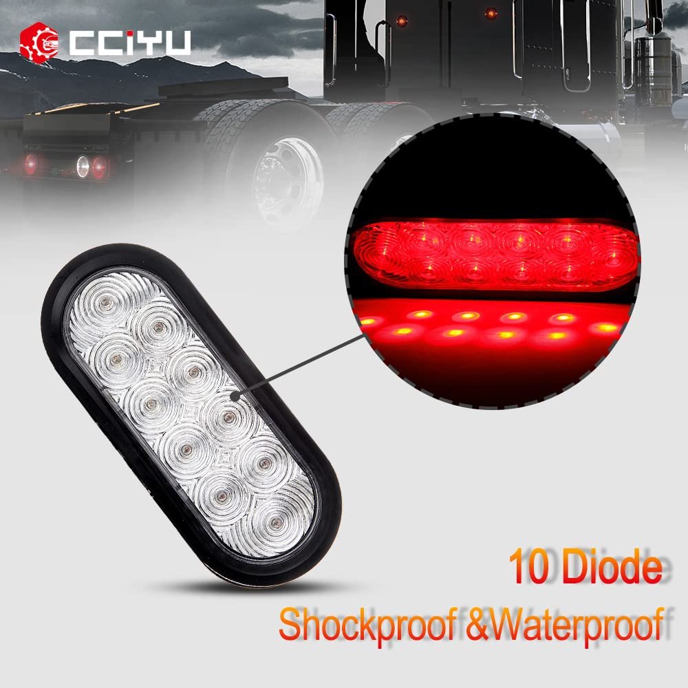 10 Led Oval Trailer Tail Lights Waterproof Clear Side Marker Clearance For Truck Rv And Pickup Universal Surface Mount Assembly