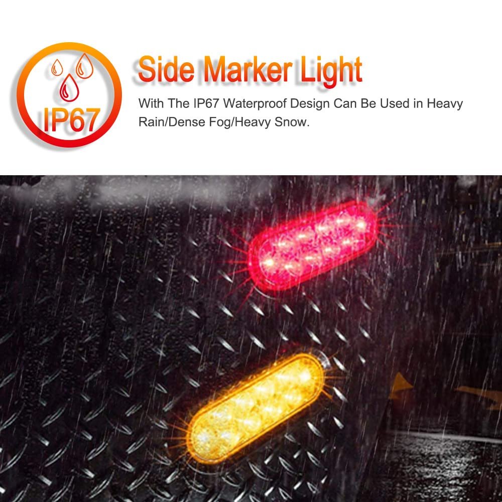 10 Led Oval Trailer Tail Lights Waterproof Clear Side Marker Clearance For Truck Rv And Pickup Universal Surface Mount Assembly