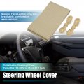 Uxcell Hand Sewn Steering Wheel Cover Stitch With Needle And Thread Universal Fit 14 6-15 2 Inch 37-38 5cm Diameter Beige For