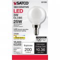 Satco 3-watt Led E12 Light Bulbs 2700k 15000 Hour Rating Dimmable 6 Pack