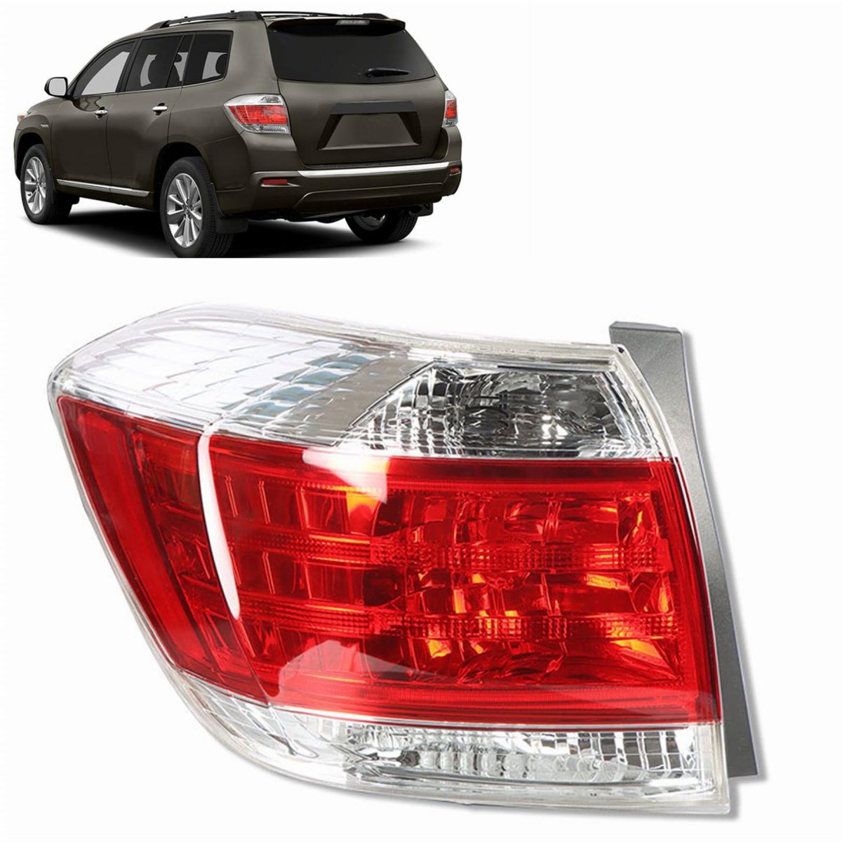 Driver Side Taillight Replacement For Highlander 2011 2012 2013 Red And Clear Rear Left Light Assembly Part Number 815600e070