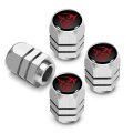 Dodge Demon Red Logo In Black On Silver Hexagon Shape Premium Anodized Aluminum Tire Valve Stem Caps Set Of 4 