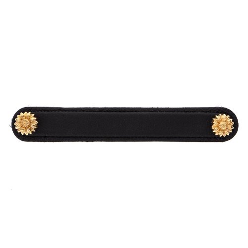Vicenza Designs K1180 Carlotta Daisy Leather Pull 6-inch Black Polished Gold