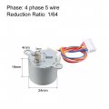 Uxcell 2pcs 24byj48 Dc 5v Reduction Stepper Motor Micro Reducer 4-phase 5-wire 1 64 Rate