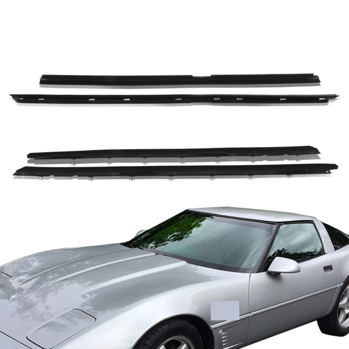 4pcs Window Sweep Weatherstrip Felt Seal Kit Replacement For Corvette 1990 1991 1992 1993 1994 1995 1996 Kg2075 Black Rubber