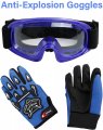 Tcmt Dot Youth Kids Motocross Offroad Street Helmet Blue Flame Motorcycle Dirt Bike Atv Goggles Gloves L