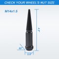 Jdmspeed New Wheel Spike Lug Nuts 24pcs With 1 Socket Key Black 14x1 5 4 Tall 6 14mmx1 Replacement For Gmc Chevy Ford Vehicles