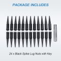 Wheel Spike Lug Nuts 24pcs With 1 Socket Key Black 14x1 5 4 Tall 6 14mmx1 Replacement For Gmc Chevy Ford Vehicles