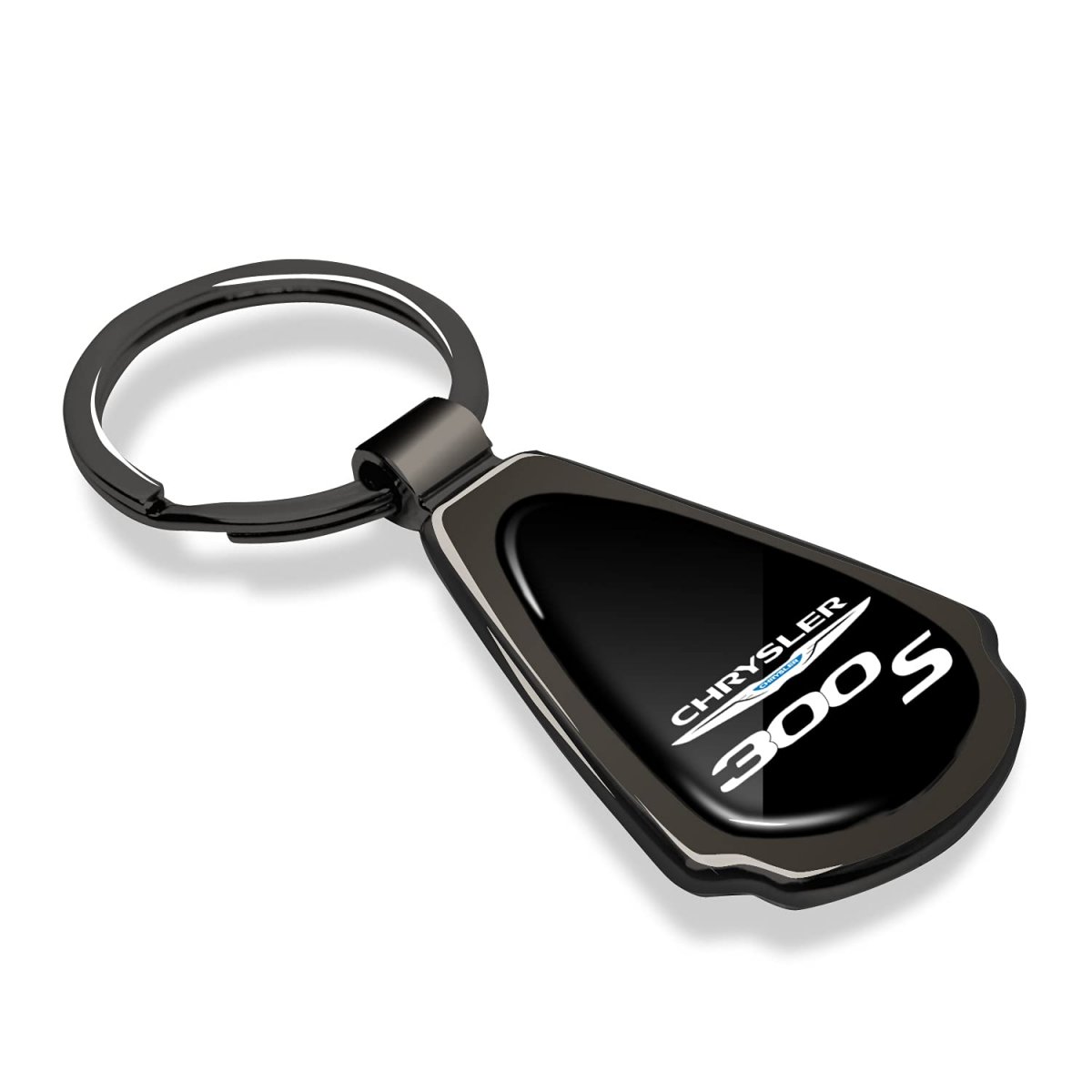 Ipick Image Made Black Dome Shinning Dark Gunmetal Metal Teardrop Key Chain With Logo For Chrysler 300s