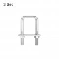 Uxcell Square U-bolts 3 Sets 32mm 1 26 Inner Width 75mm Length M8 304 Stainless Steel U Clamp Bolt With Nuts And Plates For
