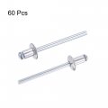 Uxcell Blind Rivets Aluminum Pull Core Decoration 4mm Diameter 6mm Grip Length Silver Tone 60pcs