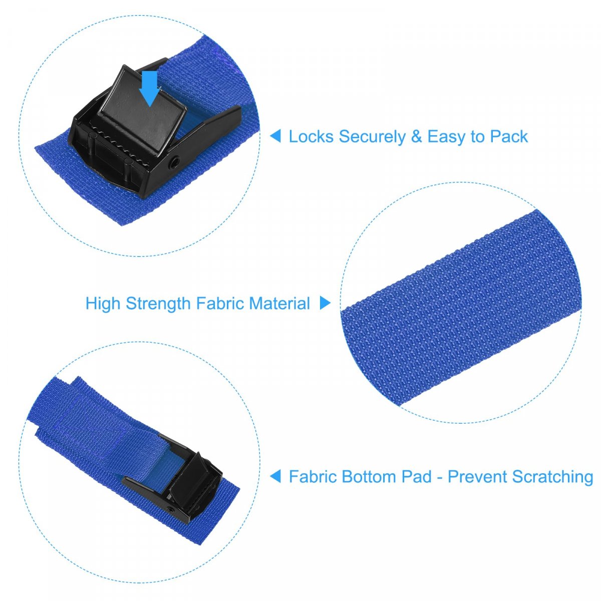 Tie Down Straps 4pcs Adjustable Buckle Lashing 16 4 X 1 Cinch Strap For Luggage Packing Cargo Trucks Dark Blue