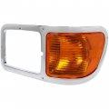 Hecasa Corner Light Headlight W Park Left Compatibleith 2000-2015 Ford F650 F750 Headlamp W Chrome Bezel Driver Side