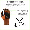 Ogre-flex 13 Gauge Work Gloves Hi Vis Orange Polyester Shell With Tpr Protectors And Nitrile Palm Coating Reinforced Thumb