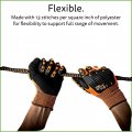 Ogre-flex 13 Gauge Work Gloves Hi Vis Orange Polyester Shell With Tpr Protectors And Nitrile Palm Coating Reinforced Thumb