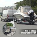 X Autohaux 5ft 7 Way Round To Pin Flat Trailer Wire Coiled Wiring Connector Adapter Plug For Truck Rv Full Length 5 Foot 60