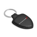 Dodge Soft Real Black Leather Shield-style Key Chain