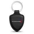Dodge Soft Real Black Leather Shield-style Key Chain