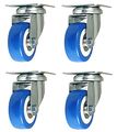 Online Best Service 2 Inch Plate Caster Swivel On Blue Polyurethane Wheels 4 Pack 