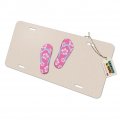 Graphics More Pink Flip Flops On Sand With Hibiscus Flowers Sandals Beach Novelty Metal Vanity Tag License Plate