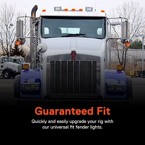 True Mods 2pc 4 In Round Amber Red Pedestal Fender Light Set For Semi Trucks Dot Compliant Sae Stip Single Stud Mount Kenworth