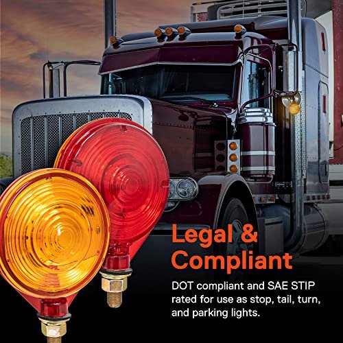 True Mods 2pc 4 In Round Amber Red Pedestal Fender Light Set For Semi Trucks Dot Compliant Sae Stip Single Stud Mount Kenworth