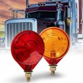 True Mods 2pc 4 In Round Amber Red Pedestal Fender Light Set For Semi Trucks Dot Compliant Sae Stip Single Stud Mount Kenworth 