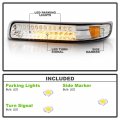 Acanii For 2000-2006 Chevy Suburban Tahoe 99-02 Silverado Chrome Housing Led Parking Turn Singal Lamps Bumper Lights