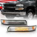 Acanii For 2000-2006 Chevy Suburban Tahoe 99-02 Silverado Chrome Housing Led Parking Turn Singal Lamps Bumper Lights