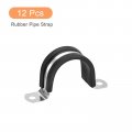 Uxcell 12pcs 38mm 1-1 2 Cable Clamp Rubber Pipe Strap Cushioned 304 Stainless Steel Hose U Shape Metal Tube Holder For Wire
