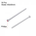Uxcell M3x50mm Machine Screws Pan Phillips Cross Head Screw 304 Stainless Steel Fasteners Bolts 30pcs