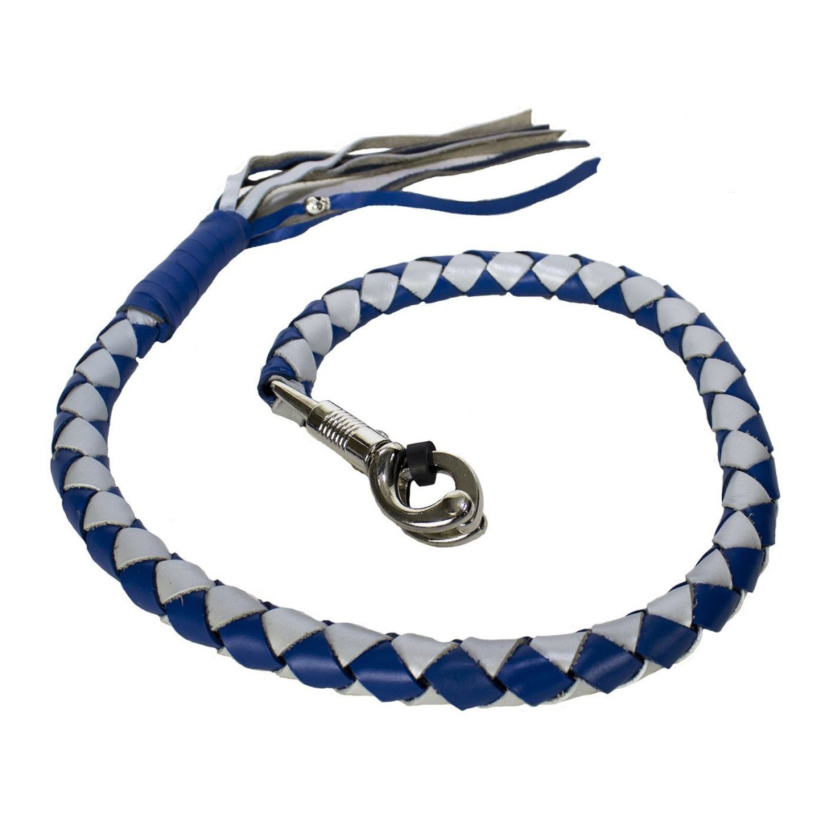 Dream Apparel Motorcycle Blue And Silver Hand-braided Leather Get Back Whips 2 Thick 42 Length