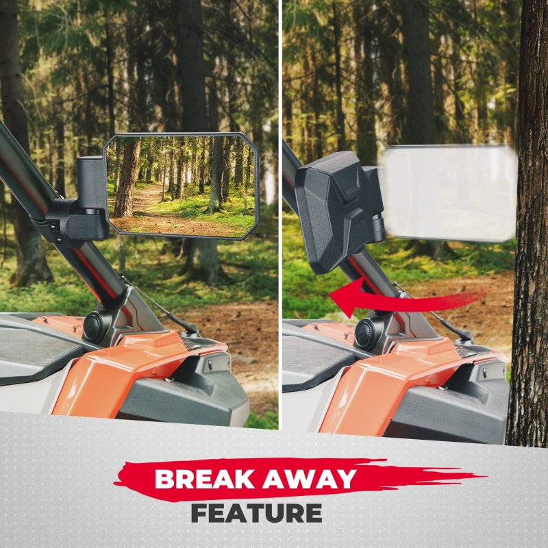 Utv Side Mirrors And Center Adjustable For 1 6 -2 Roll Bar Cage Breakaway Rear View Mirror Polaris Rzr Can Am X3 Yamaha Rhino