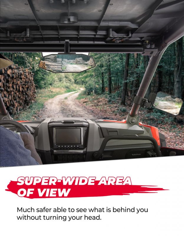 Utv Side Mirrors And Center Adjustable For 1 6 -2 Roll Bar Cage Breakaway Rear View Mirror Polaris Rzr Can Am X3 Yamaha Rhino