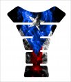 Motorcycle Puerto Rico Flaming Fire Flag Star Sport Bike Tank Pad Protector Guard Sticker 
