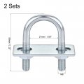 Uxcell Round U-bolts 2 Sets 1 06 27mm Inner Width 59mm Length Steel M8 With Nut Plate