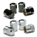 Auto Dynasty Hexagon Brass Alloy Coated Polished Aluminum Black Chrome Tire Valve Stem Caps Pack Of 4