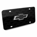 Chevrolet Black In 3d Logo On Pattern Solid Aluminum Metal License Plate
